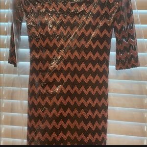 Black & mauve pink print dress